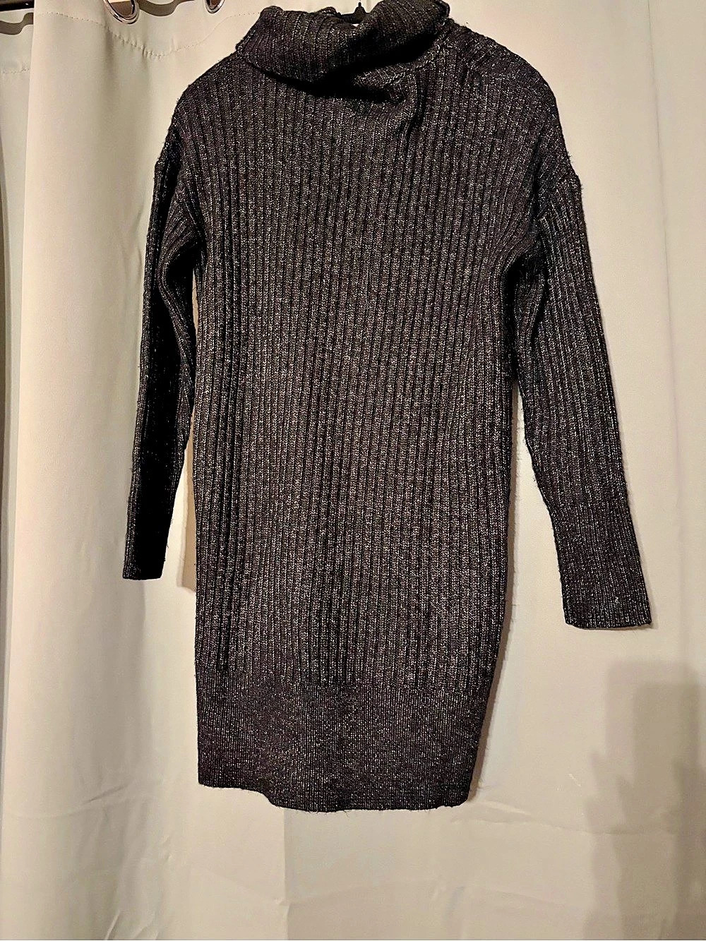 Ribbed Cowl Neck Sweater in Black Like New